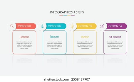 Four Step Infographic element design Vector template for presentation.