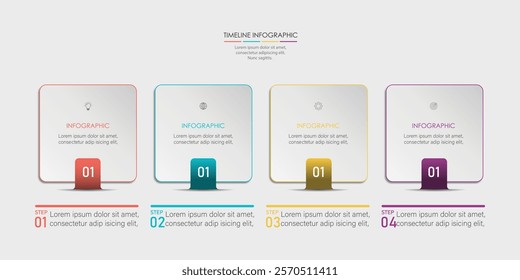  Four Step Infographic element design Vector template for presentation.