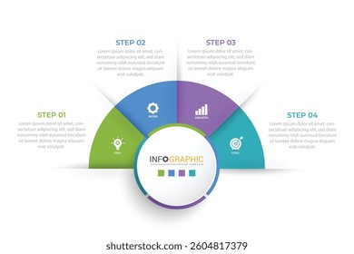 Four Step Infographic element design Vector template for presentation. process diagram and presentations step, workflow layout, banner, flow chart, info graphic vector illustration.