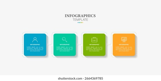  Plantilla de Vector de diseño de elementos infográficos de cuatro pasos para presentación.