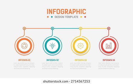 Vier Schritte Infografik Element Design Vektor Vorlage für die Präsentation. Prozessdiagramm und Präsentationen Schritt, Workflow-Layout, Banner, Flussdiagramm, Info Grafik Vektorgrafik.
