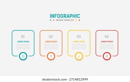 Cuatro Paso Infografía elemento diseño Vector Plantilla para presentación. diagrama de proceso y presentaciones paso, flujo de trabajo, Anuncio, diagrama de flujo, Ilustración vectorial gráfica de información.
