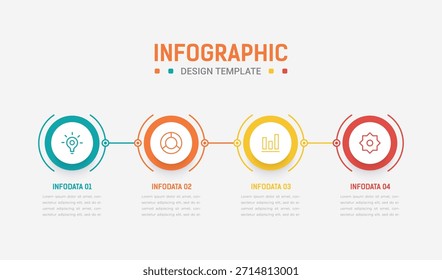 Vier Schritte Infografik Element Design Vektor Vorlage für die Präsentation. Prozessdiagramm und Präsentationen Schritt, Workflow-Layout, Banner, Flussdiagramm, Info Grafik Vektorgrafik.