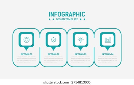 Cuatro Paso Infografía elemento diseño Vector Plantilla para presentación. diagrama de proceso y presentaciones paso, flujo de trabajo, Anuncio, diagrama de flujo, Ilustración vectorial gráfica de información.
