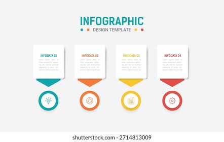 Cuatro Paso Infografía elemento diseño Vector Plantilla para presentación. diagrama de proceso y presentaciones paso, flujo de trabajo, Anuncio, diagrama de flujo, Ilustración vectorial gráfica de información.

