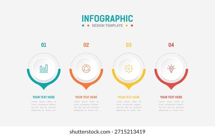 Four Step Infographic element design Vector template for presentation. process diagram and presentations step, workflow layout, banner, flow chart, info graphic vector illustration