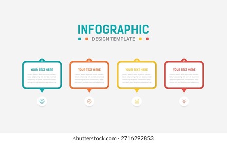 Cuatro pasos Infografía elemento diseño Vector Plantilla para la presentación. diagrama de proceso y presentaciones paso, diseño de flujo de trabajo, Anuncio, diagrama de flujo, Ilustración vectorial gráfica de información
