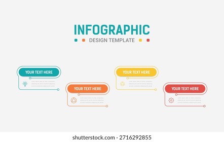 Cuatro pasos Infografía elemento diseño Vector Plantilla para la presentación. diagrama de proceso y presentaciones paso, diseño de flujo de trabajo, Anuncio, diagrama de flujo, Ilustración vectorial gráfica de información