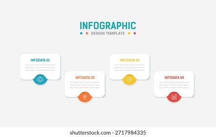 Four Step Infographic element design Vector template for presentation. Business process infographic with four colorful stages. Flat presentation template with four arrows