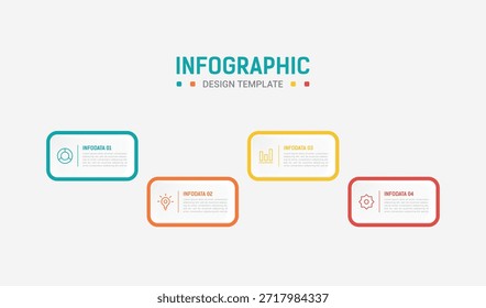 Four Step Infographic element design Vector template for presentation. Business process infographic with four colorful stages. Flat presentation template with four arrows