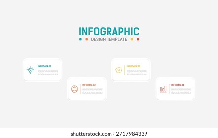Four Step Infographic element design Vector template for presentation. Business process infographic with four colorful stages. Flat presentation template with four arrows