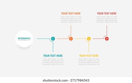 Four Step Infographic element design Vector template for presentation. Business process infographic with four colorful stages. Flat presentation template with four arrows