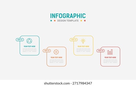 Four Step Infographic element design Vector template for presentation. Business process infographic with four colorful stages. Flat presentation template with four arrows