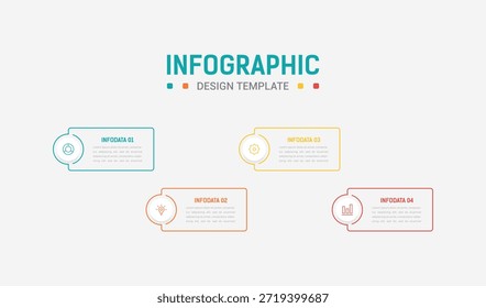 Four Step Infographic element design Vector template for presentation. Business process infographic with four colorful stages. Flat presentation template with four arrows