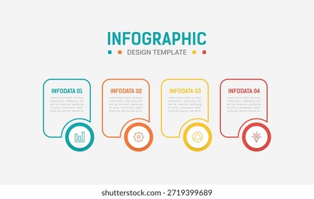 Four Step Infographic element design Vector template for presentation. Business process infographic with four colorful stages. Flat presentation template with four arrows