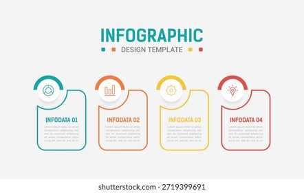 Four Step Infographic element design Vector template for presentation. Business process infographic with four colorful stages. Flat presentation template with four arrows