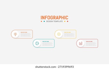 Four Step Infographic element design Vector template for presentation. Business process infographic with four colorful stages. Flat presentation template with four arrows