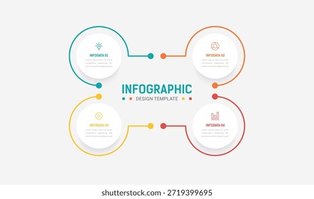 Four Step Infographic element design Vector template for presentation. Business process infographic with four colorful stages. Flat presentation template with four arrows