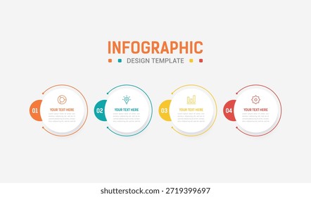 Four Step Infographic element design Vector template for presentation. Business process infographic with four colorful stages. Flat presentation template with four arrows