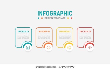 Four Step Infographic element design Vector template for presentation. Business process infographic with four colorful stages. Flat presentation template with four arrows