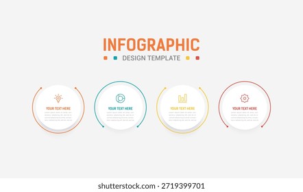 Four Step Infographic element design Vector template for presentation. Business process infographic with four colorful stages. Flat presentation template with four arrows