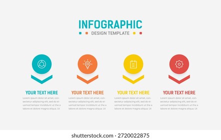 Cuatro pasos Infografía elemento diseño Vector Plantilla para la presentación. diagrama de proceso y presentaciones paso, diseño de flujo de trabajo, Anuncio, diagrama de flujo, Ilustración vectorial gráfica de información