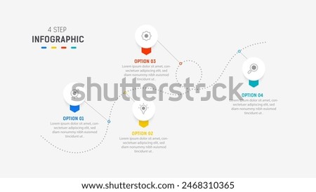 Four Step Infographic element design Vector template for presentation. process diagram and presentations step, workflow layout, banner, flow chart, info graphic vector illustration.