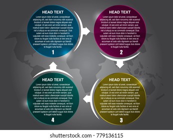 Four step infographic and glass and colorful