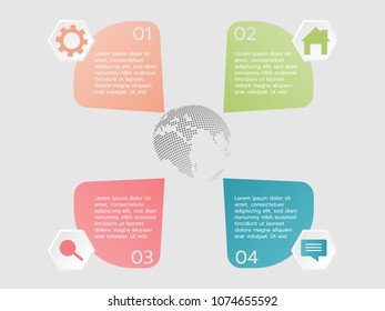 Four step infographic icon and text sample for used, illustration vector eps10