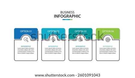Four Step Infographic label design Vector template with line icons.