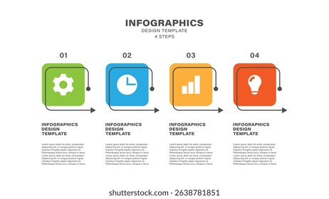 Four Step Infographic Template With Business Icons And Place For Data