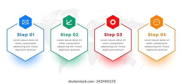 four step infographic timeline chart banner for business success vector