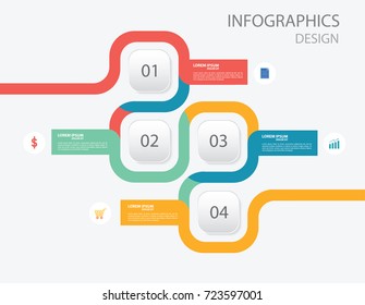 Four step Infographics design vector and business icon.Vector timeline infographic template.