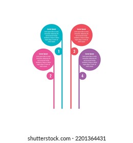 four step informational template. colorful circles infographic template. web, annual report, internet, magazine infographic template
