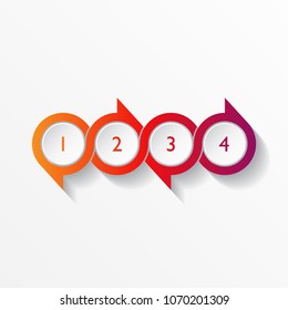 Four step modern 3d like infographic design with numbers and plenty of blank space for text and illustrations.