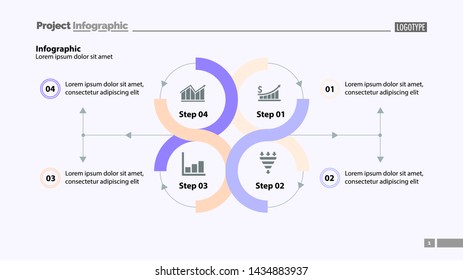 Four step process chart design. Element of chart, diagram, infographic. Concept for presentation, annual report, web design. Can be used for topics like business, marketing, trade