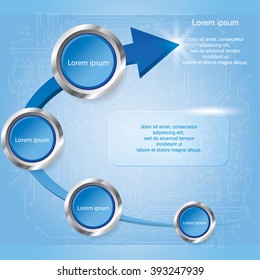 Four step technology arrows diagram, Vector illustration
