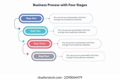 Four steps business infographic template. Flat creative diagram divided into four colorful sections.