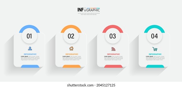 Four steps business infographics template vector.