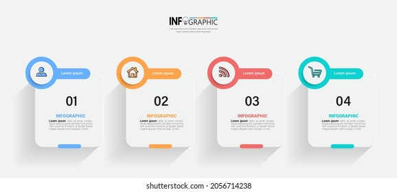 Four steps business infographics template vector.