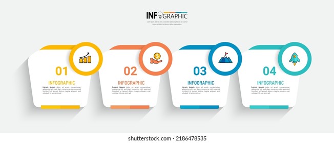 Four steps business infographics template vector.