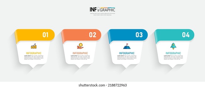 Four steps business infographics template vector.