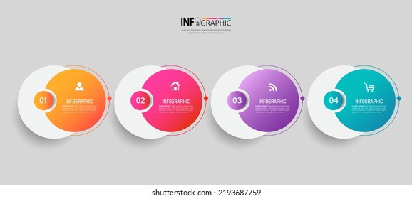 Four steps business infographics template vector.