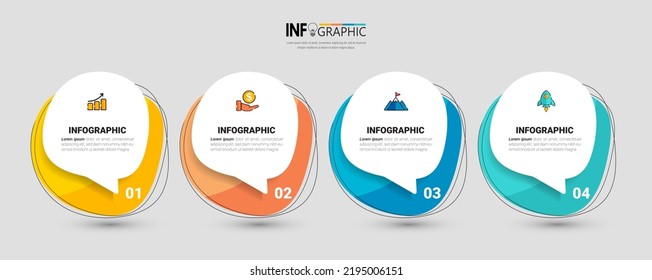 Four steps business infographics template vector.