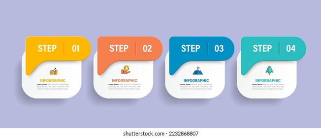 Four steps business infographics template vector.