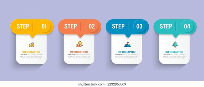 Four steps business infographics template vector.