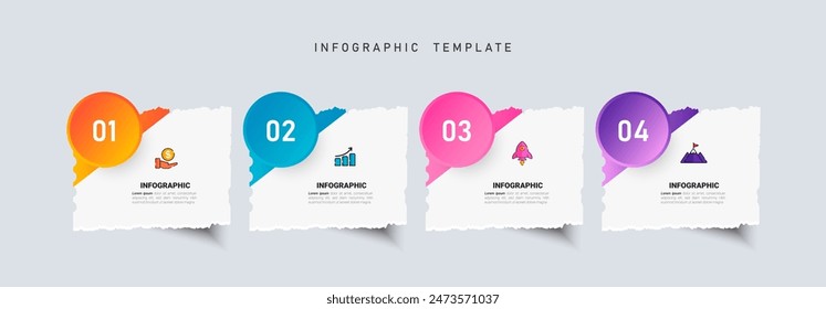 Four steps business infographics template vector illustration for presentation.