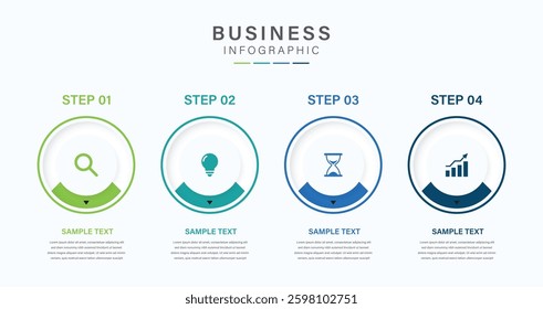 Four steps business infographics template vector.