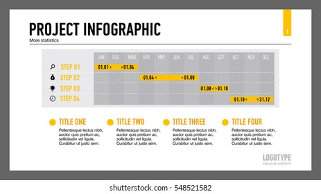 Four Steps Calendar Diagram Slide Template