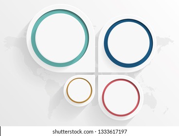 Four Steps Circle Vector Paper Infographic Template.Modern Info-graphic Template for Business with four steps multi-Color design
